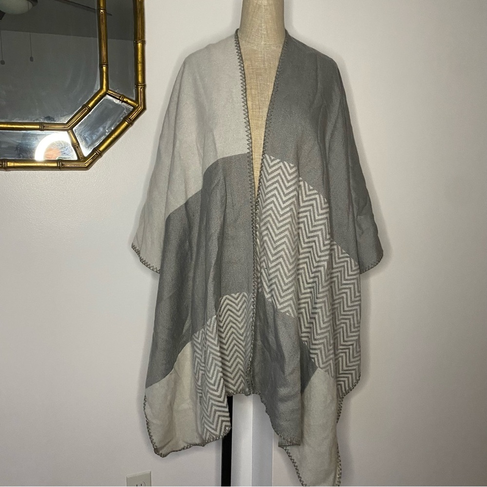 Loft Patterned Cape Wrap Poncho - image 1